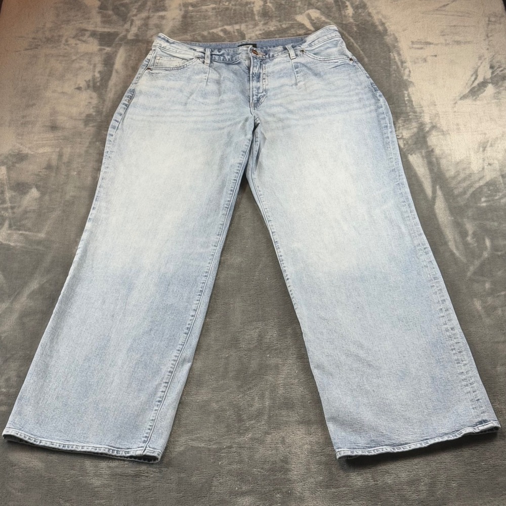 Express Conscious Edit High Rise Wide Leg Jeans Light Wash 12L Tall Denim